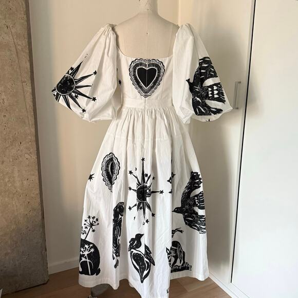 Alexander McQueen Papercut Print Puff Sleeve Poplin Dress SZ 0 - Picture 4 of 8